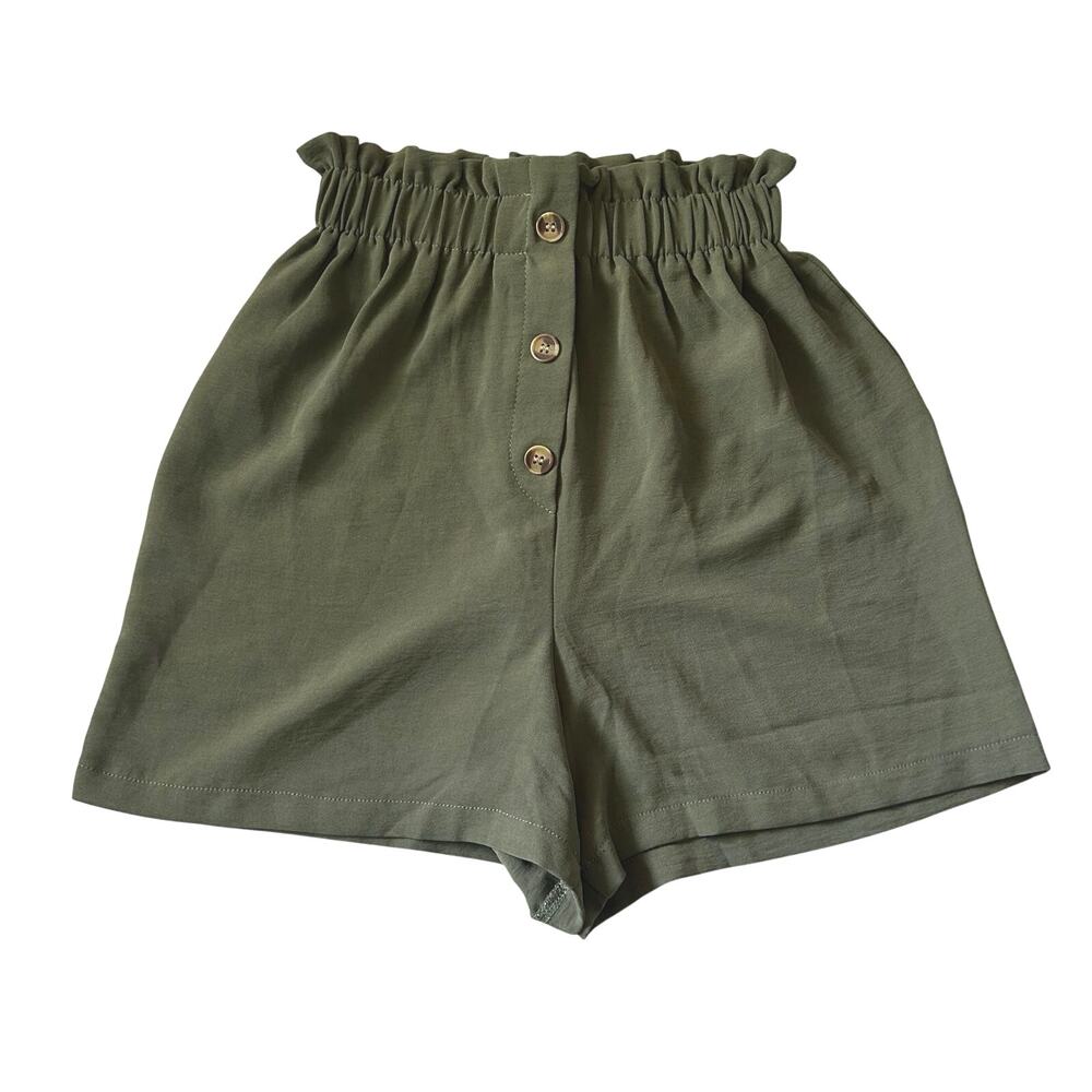 5/$25 Moon & Stars Girls High Waisted Paper Bag Green Shorts S Small 7-8 NWOT